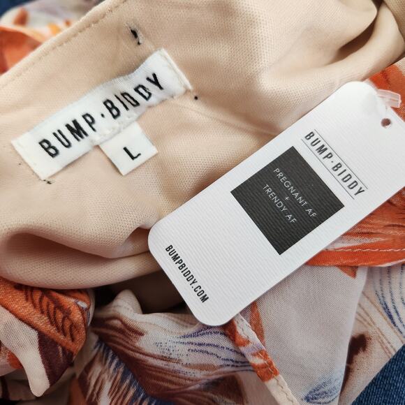 Bump Biddy Maternity Maxi Dress Size L Floral Tie Back Cottage Chic Open Waist - Picture 9 of 16